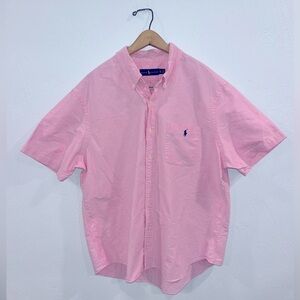 Polo Ralph Lauren men’s pink button down short sleeve shirt size XXL 100% cotton